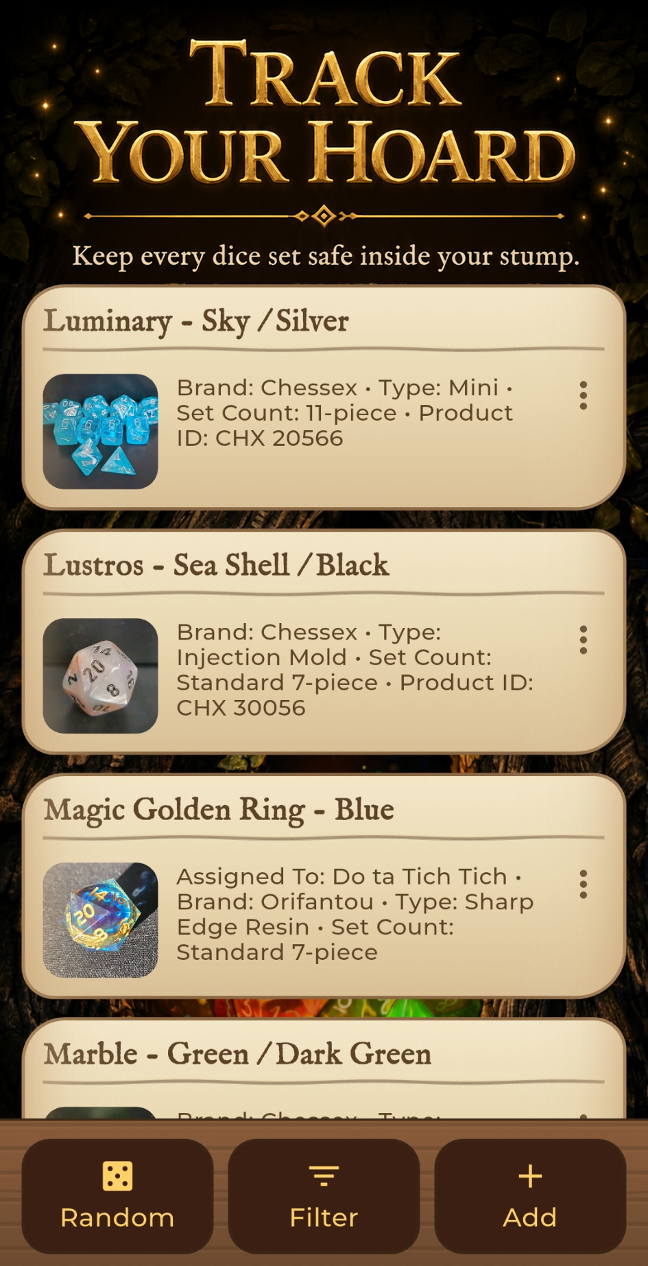 Full Dice Stump collection view